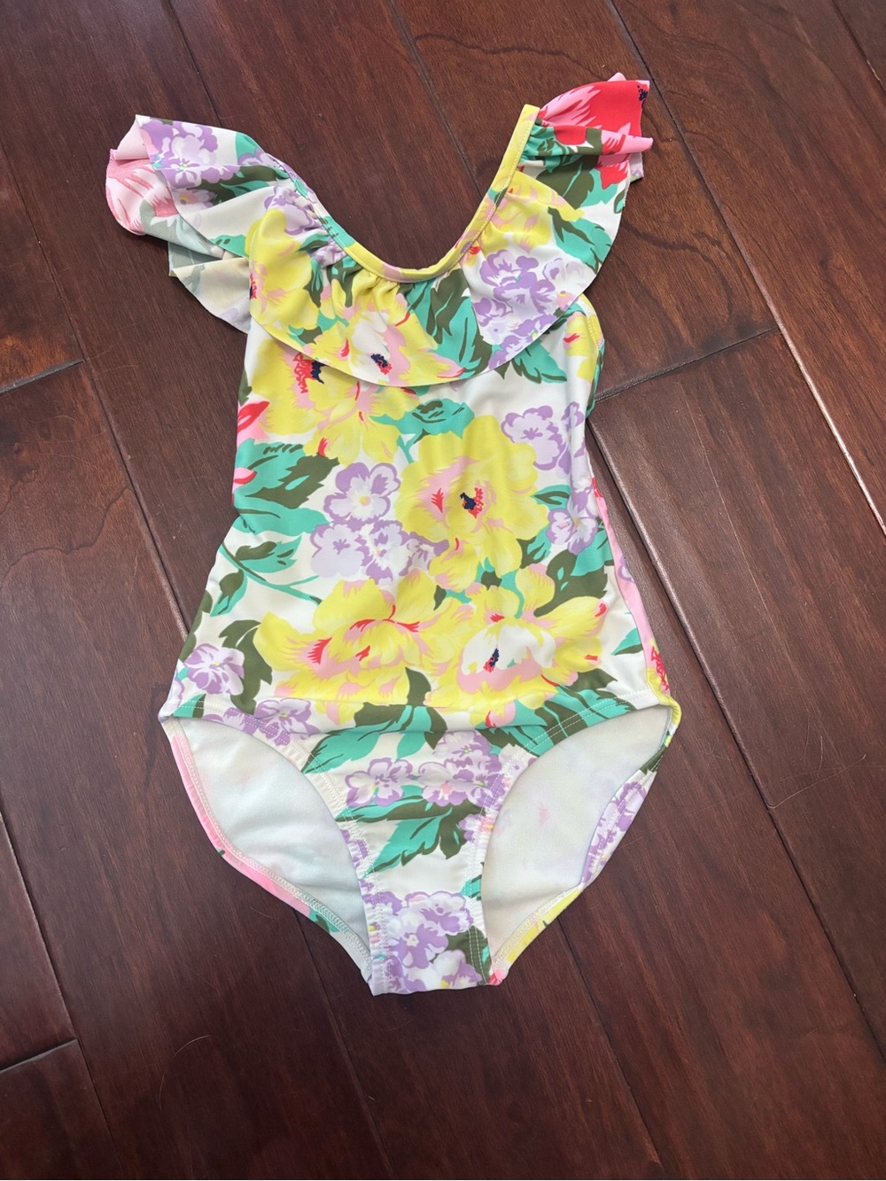 GAP Yellow Floral Ruffle One-Piece Swimsuit
